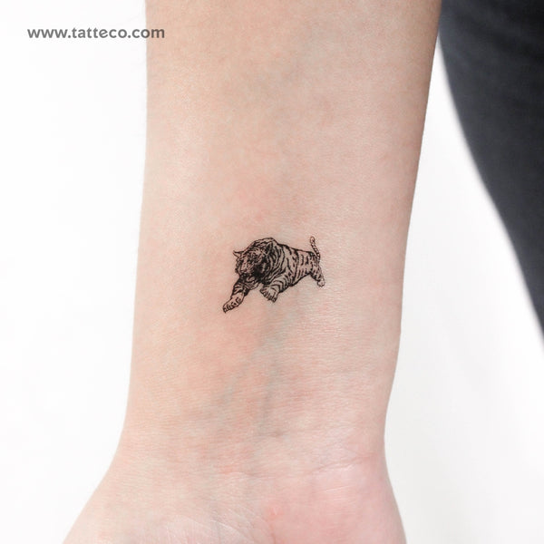 Jumping Tiger Temporary Tattoo - Set of 3