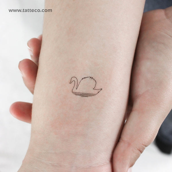 Swan Outline Temporary Tattoo - Set of 3