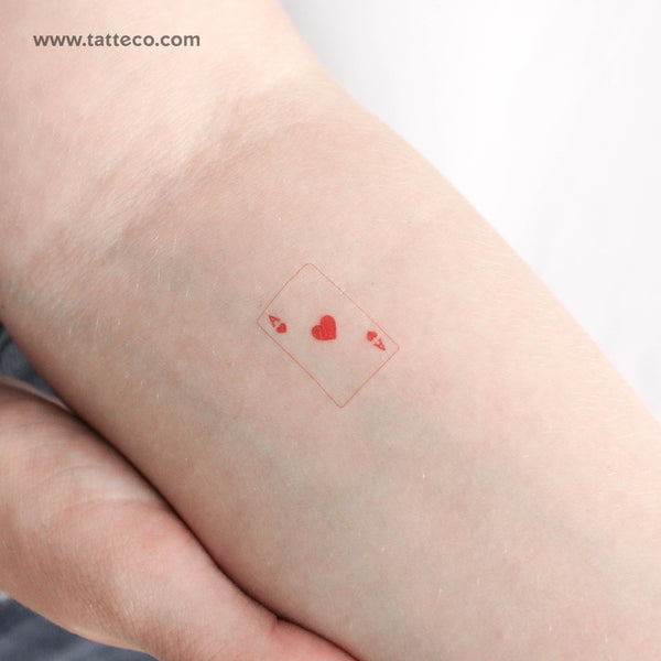 Ace Of Hearts Card Temporary Tattoo - Set of 3