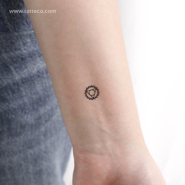 Small Vishuddha Chakra Temporary Tattoo - Set of 3