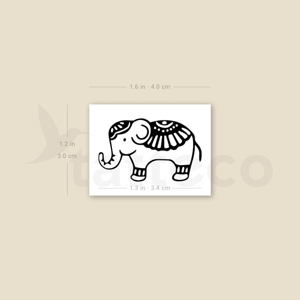 Ornamental Elephant Temporary Tattoo (Set of 3)