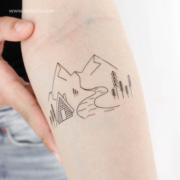 Mountain Cabin Temporary Tattoo by Cagri Durmaz - Set of 3