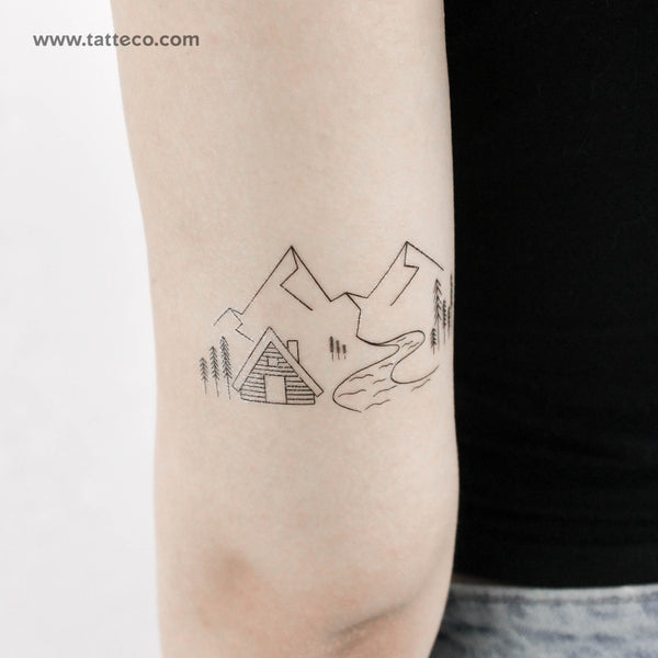 Mountain Cabin Temporary Tattoo by Cagri Durmaz - Set of 3