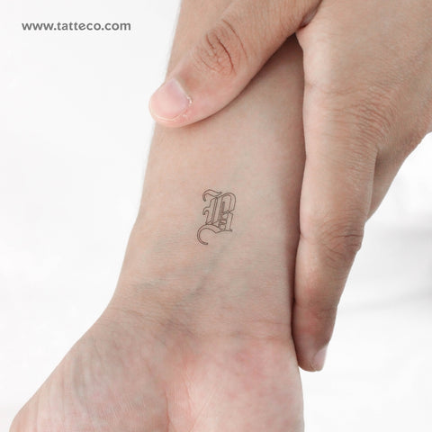 Old English B Letter Temporary Tattoo - Set of 3