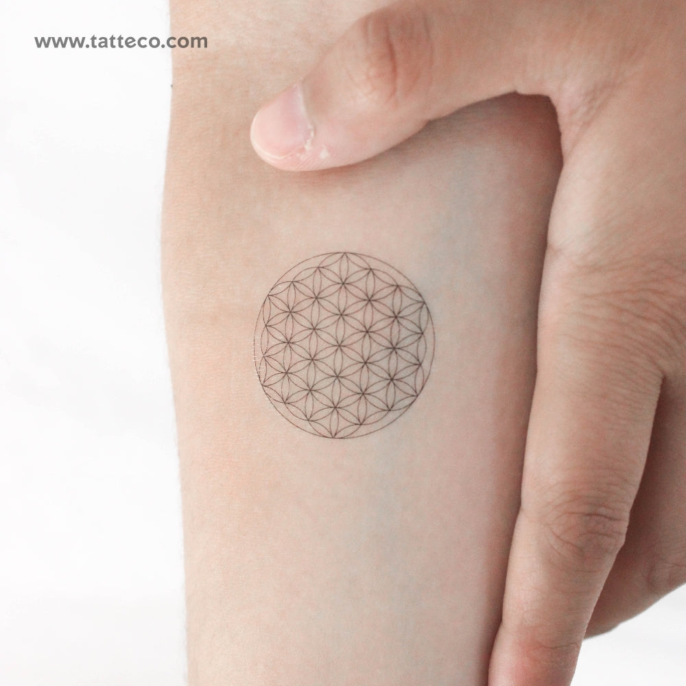 Fine Line Flower of Life Temporary Tattoo - Set of 3