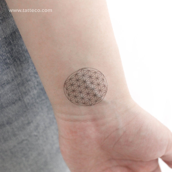 Fine Line Flower of Life Temporary Tattoo - Set of 3