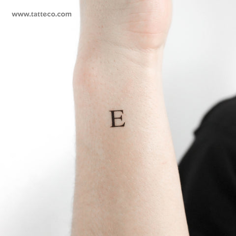 E Serif Capital Letter Temporary Tattoo - Set of 3