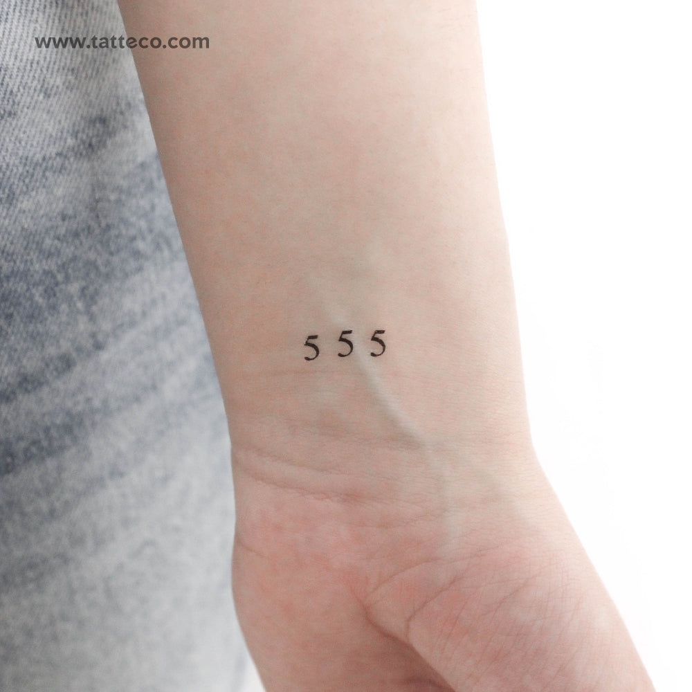 Small 555 Angel Number Temporary Tattoo - Set of 3