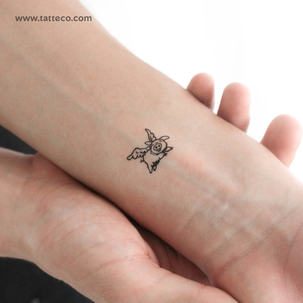 Small Flying Pig Temporary Tattoo - Set of 3