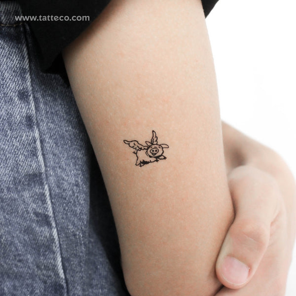 Small Flying Pig Temporary Tattoo - Set of 3