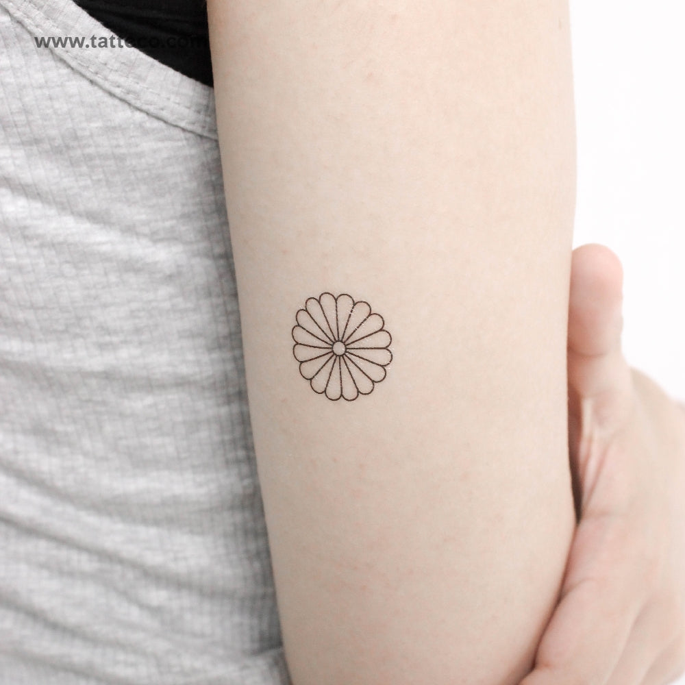 Minimalist Chrysanthemum Temporary Tattoo - Set of 3