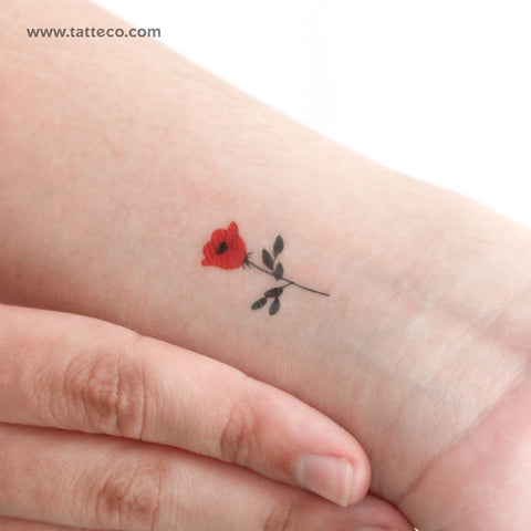 Red Flower Temporary Tattoo - Set of 3