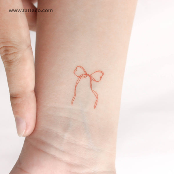 Red Ribbon Bow Temporary Tattoo - Set of 3