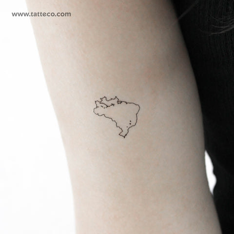 Brazil Map Outline Temporary Tattoo - Set of 3