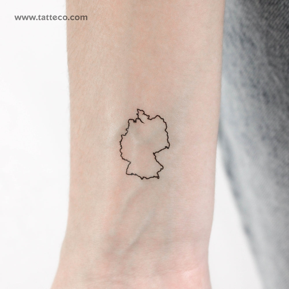 Map Of Germany Outline Temporary Tattoo - Set of 3