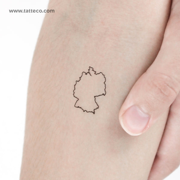 Map Of Germany Outline Temporary Tattoo - Set of 3