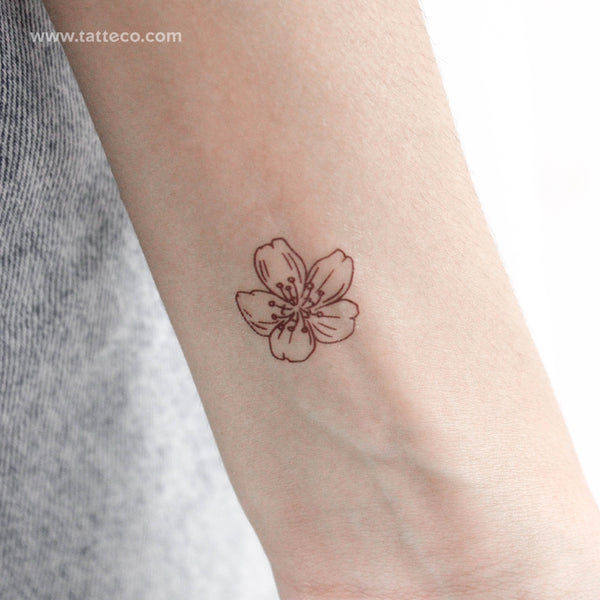 Cherry Blossom Outline Temporary Tattoo - Set of 3