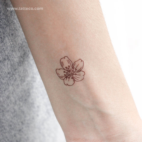 Cherry Blossom Outline Temporary Tattoo - Set of 3