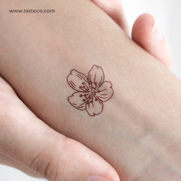 Cherry Blossom Outline Temporary Tattoo - Set of 3