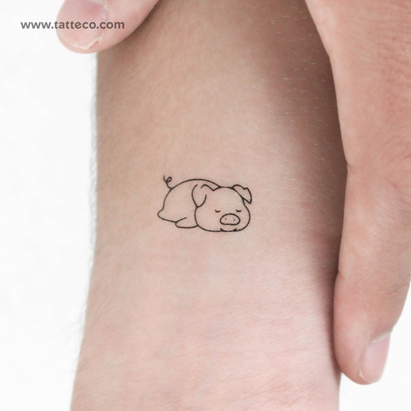 Sleepy Pig Temporary Tattoo - Set of 3