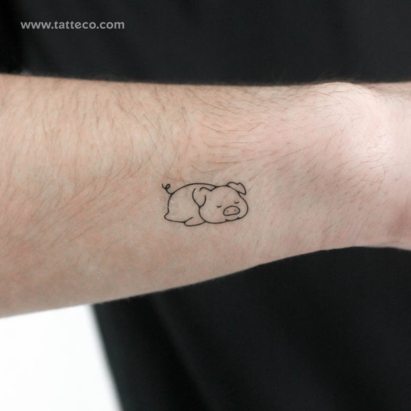 Sleepy Pig Temporary Tattoo - Set of 3