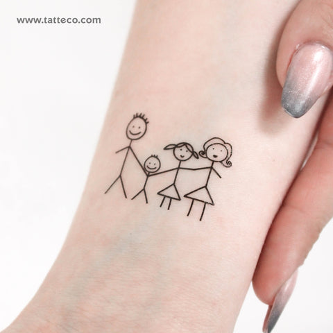 Family Drawing Temporary Tattoo - Set of 3