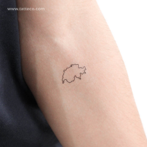 Map Of Switzerland Temporary Tattoo - Set of 3