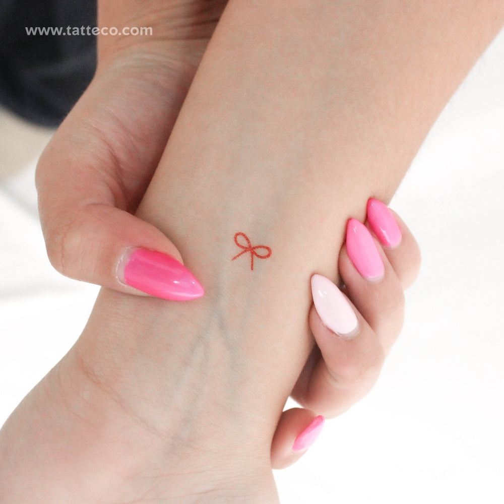 Red Bow Temporary Tattoo - Set of 3