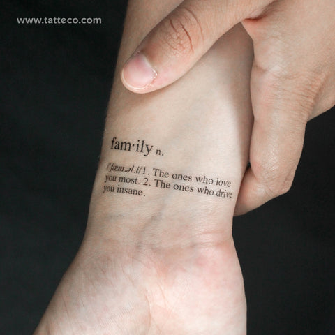 Family Meaning Temporary Tattoo - Set of 3