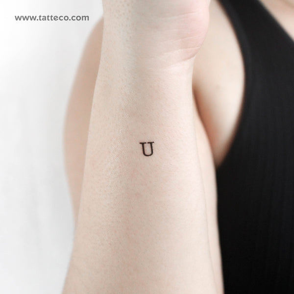 U Uppercase Typewriter Letter Temporary Tattoo - Set of 3