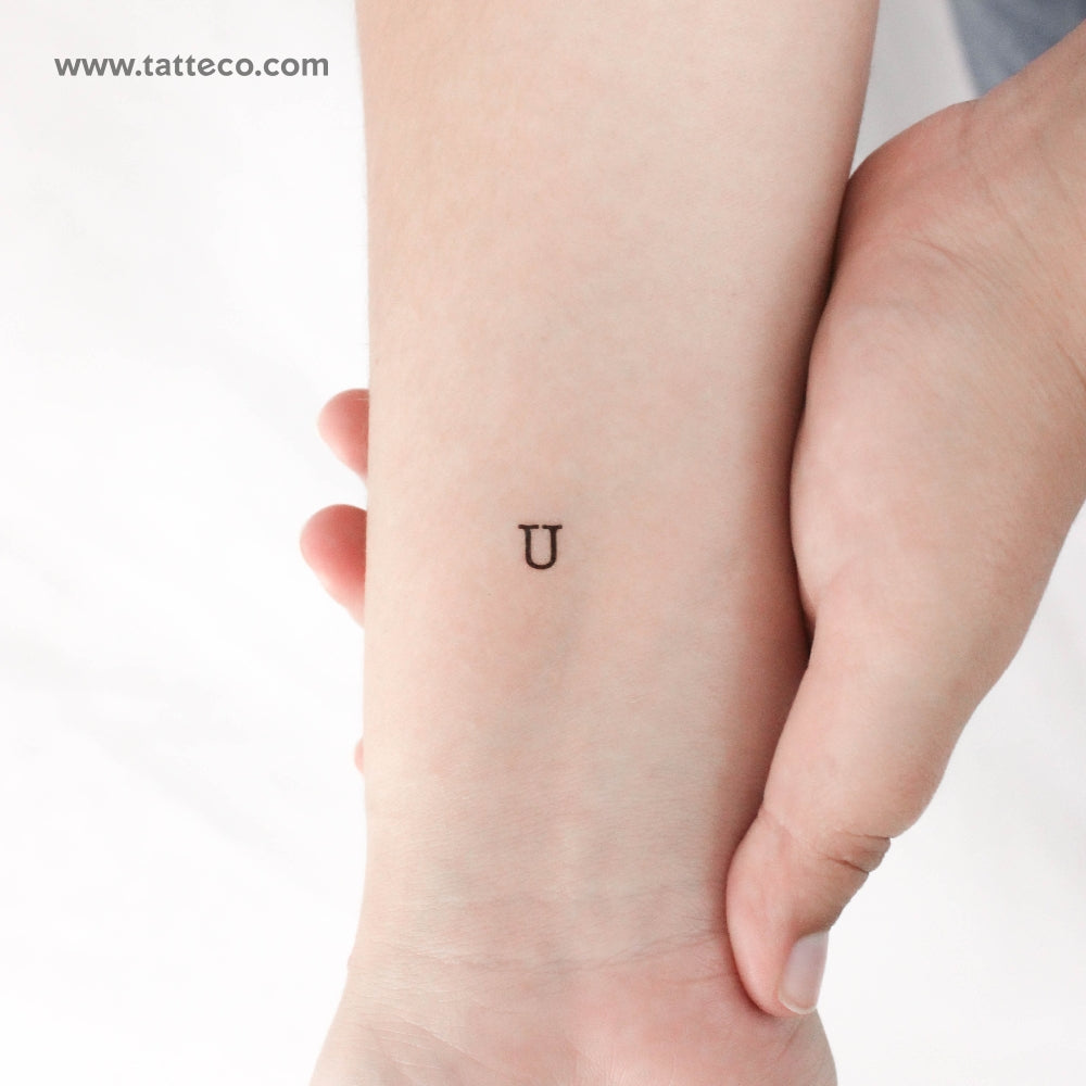 U Uppercase Typewriter Letter Temporary Tattoo - Set of 3