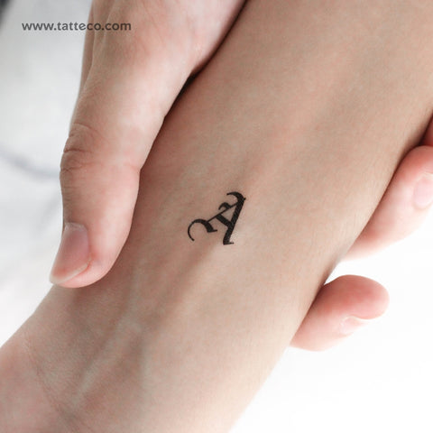 Gothic A Letter Temporary Tattoo - Set of 3