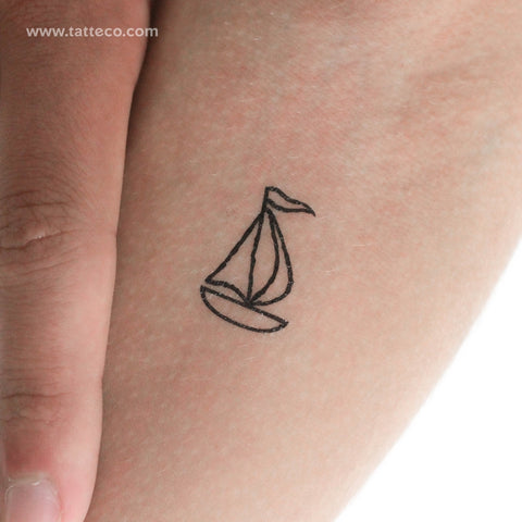 Sailboat Outline Temporary Tattoo - Set of 3