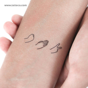 Rock Paper Scissors Hand Gestures Temporary Tattoo - Set of 3