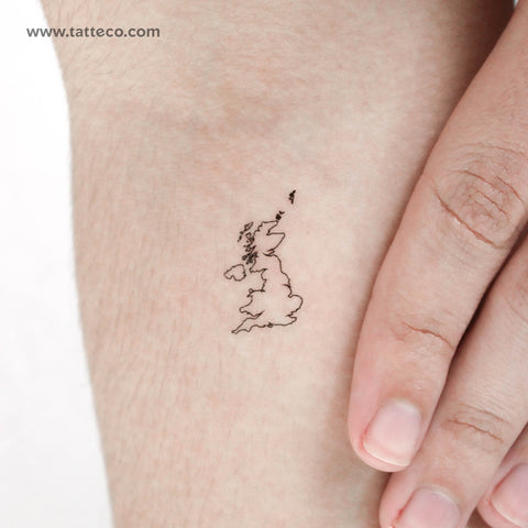 United Kingdom Map Temporary Tattoo - Set of 3