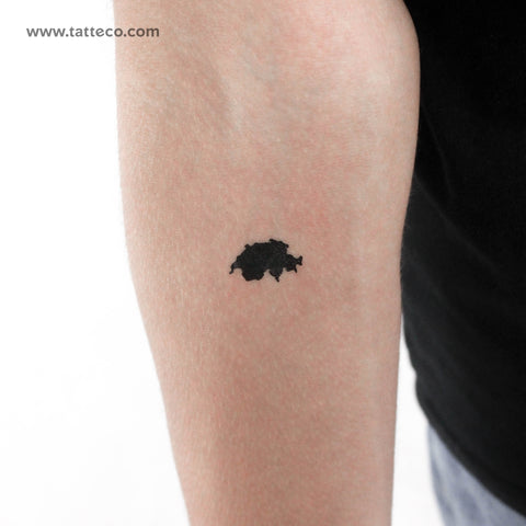 Small Switzerland Map Temporary Tattoo - Set of 3