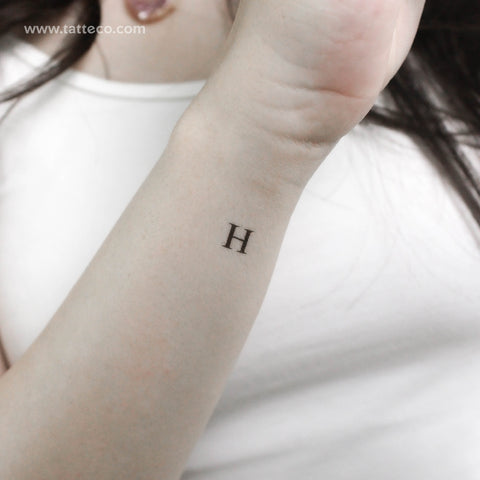 H Serif Capital Letter Temporary Tattoo - Set of 3