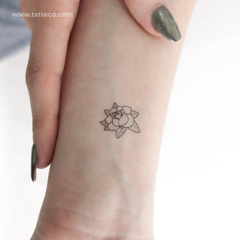 Fine Line Rose Head Outline Temporary Tattoo - Set of 3