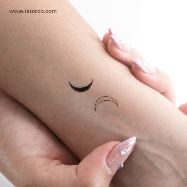 Half Moon Couple Temporary Tattoo - Set of 3