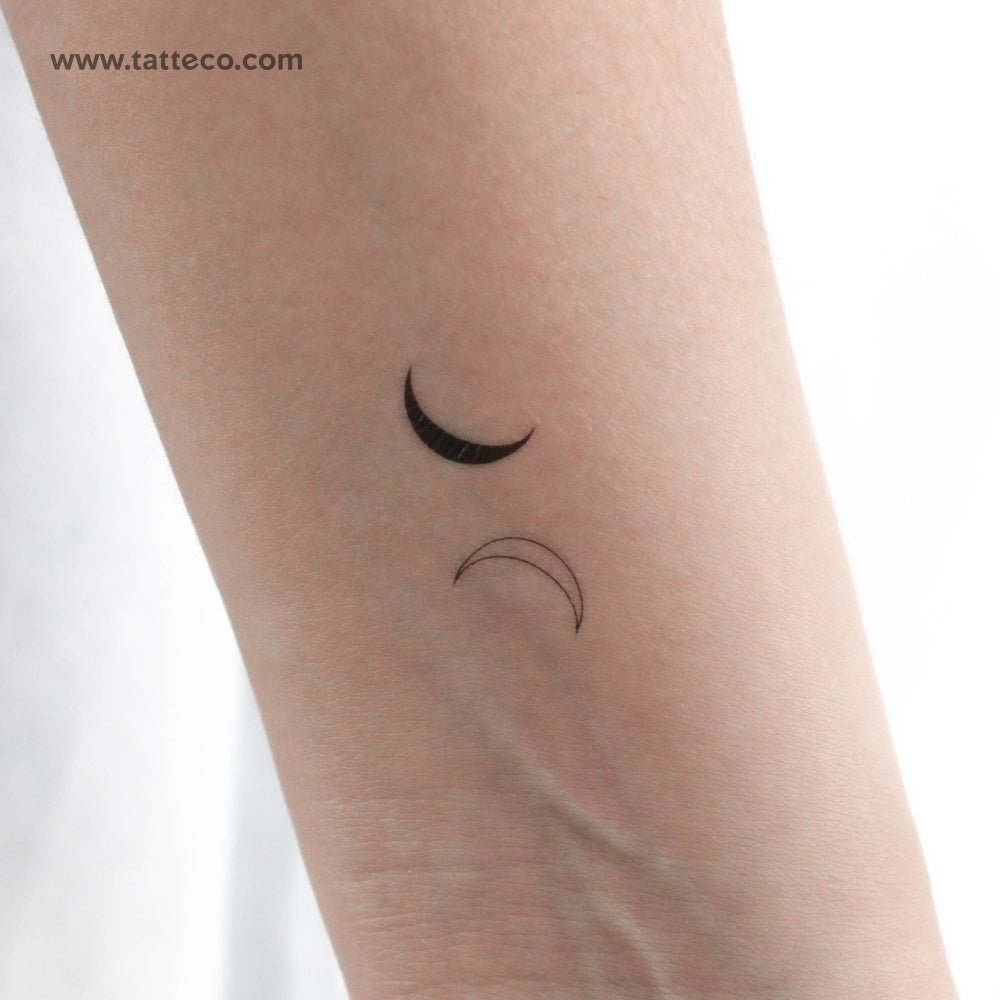 Half Moon Couple Temporary Tattoo - Set of 3