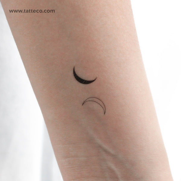 Half Moon Couple Temporary Tattoo - Set of 3