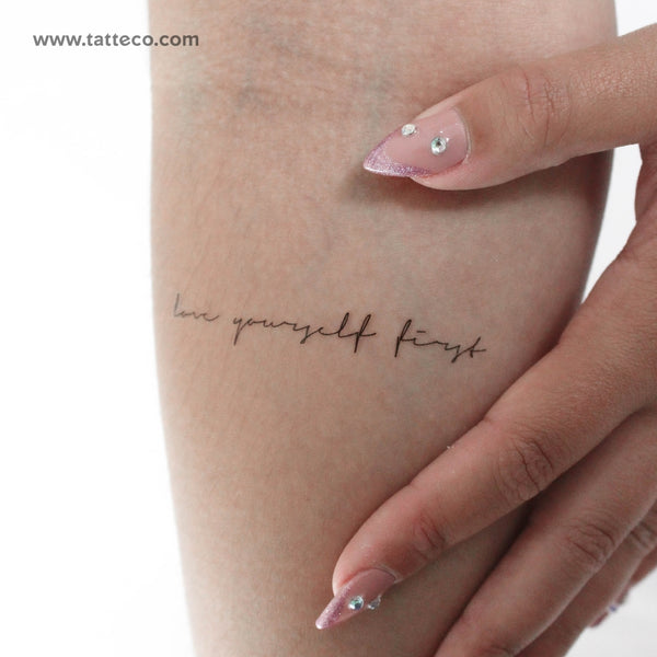 Handwritten Font Love Yourself First Temporary Tattoo - Set of 3