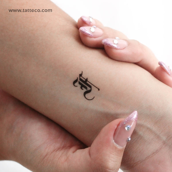 Gothic F Letter Temporary Tattoo - Set of 3