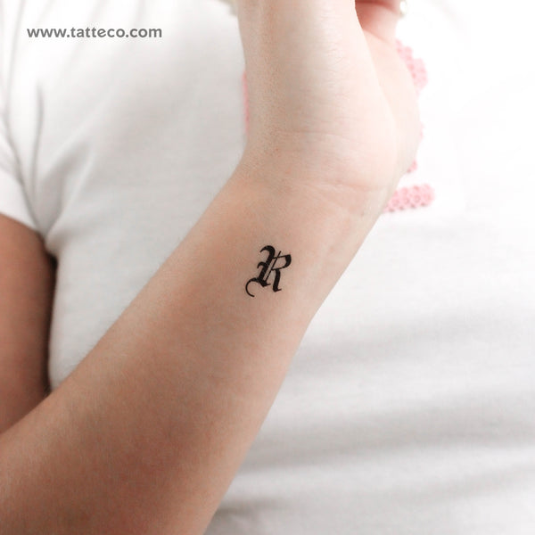 Gothic R Letter Temporary Tattoo - Set of 3