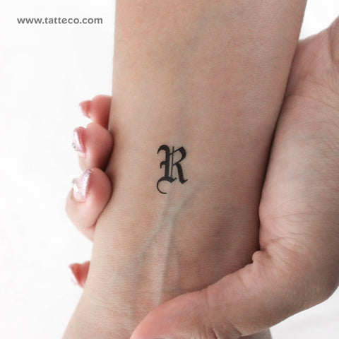 Gothic R Letter Temporary Tattoo - Set of 3