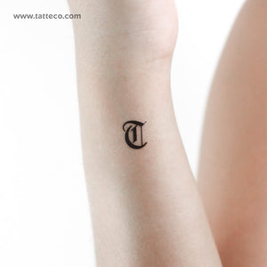 Gothic T Letter Temporary Tattoo - Set of 3