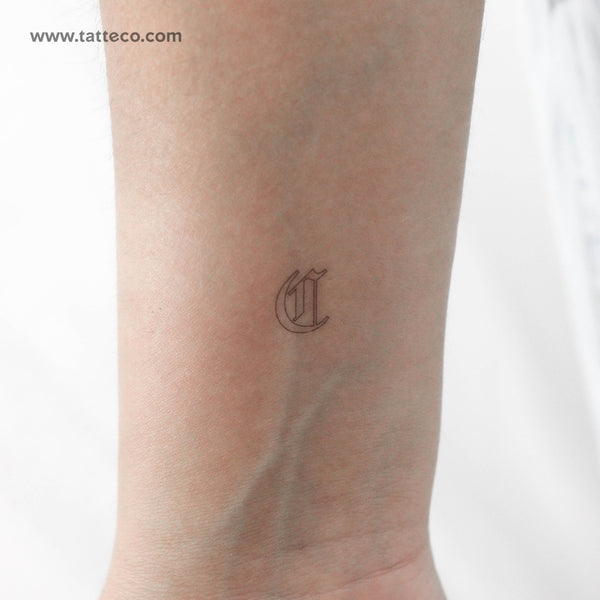 Old English C Letter Temporary Tattoo - Set of 3