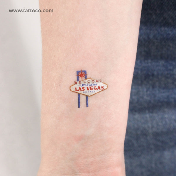 Small Welcome To Las Vegas Sign Temporary Tattoo - Set of 3