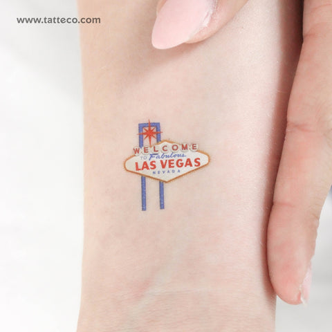Small Welcome To Las Vegas Sign Temporary Tattoo - Set of 3