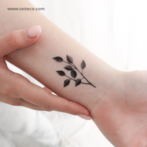 Grey Leaves Temporary Tattoo - Set of 3